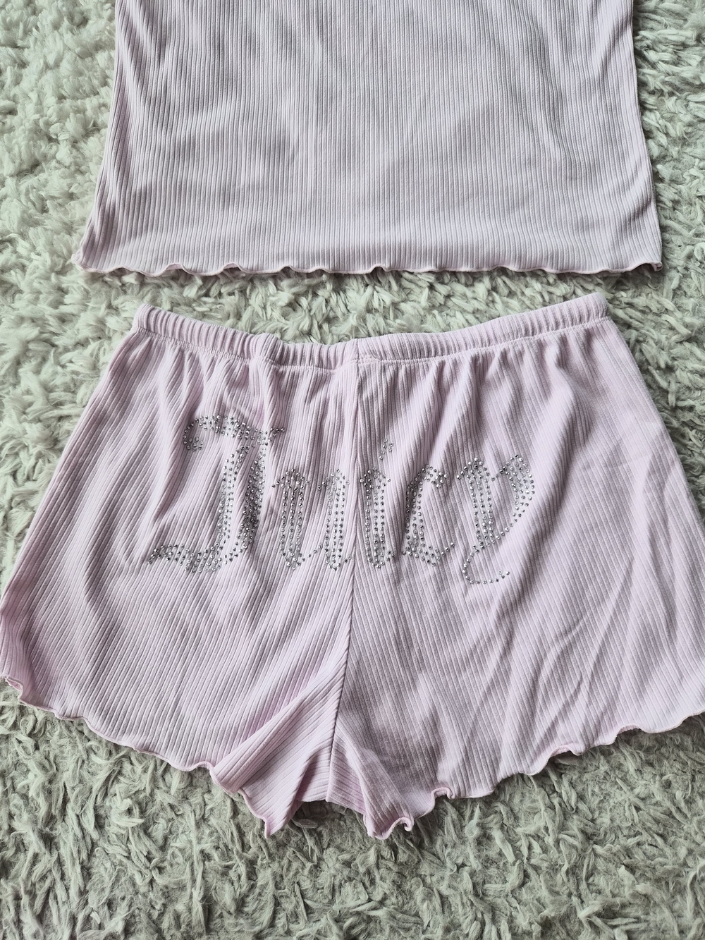 Juicy Couture Y2K Pink Ribbed Rhinestone Pajama Set - Small - Picture 15 of 16